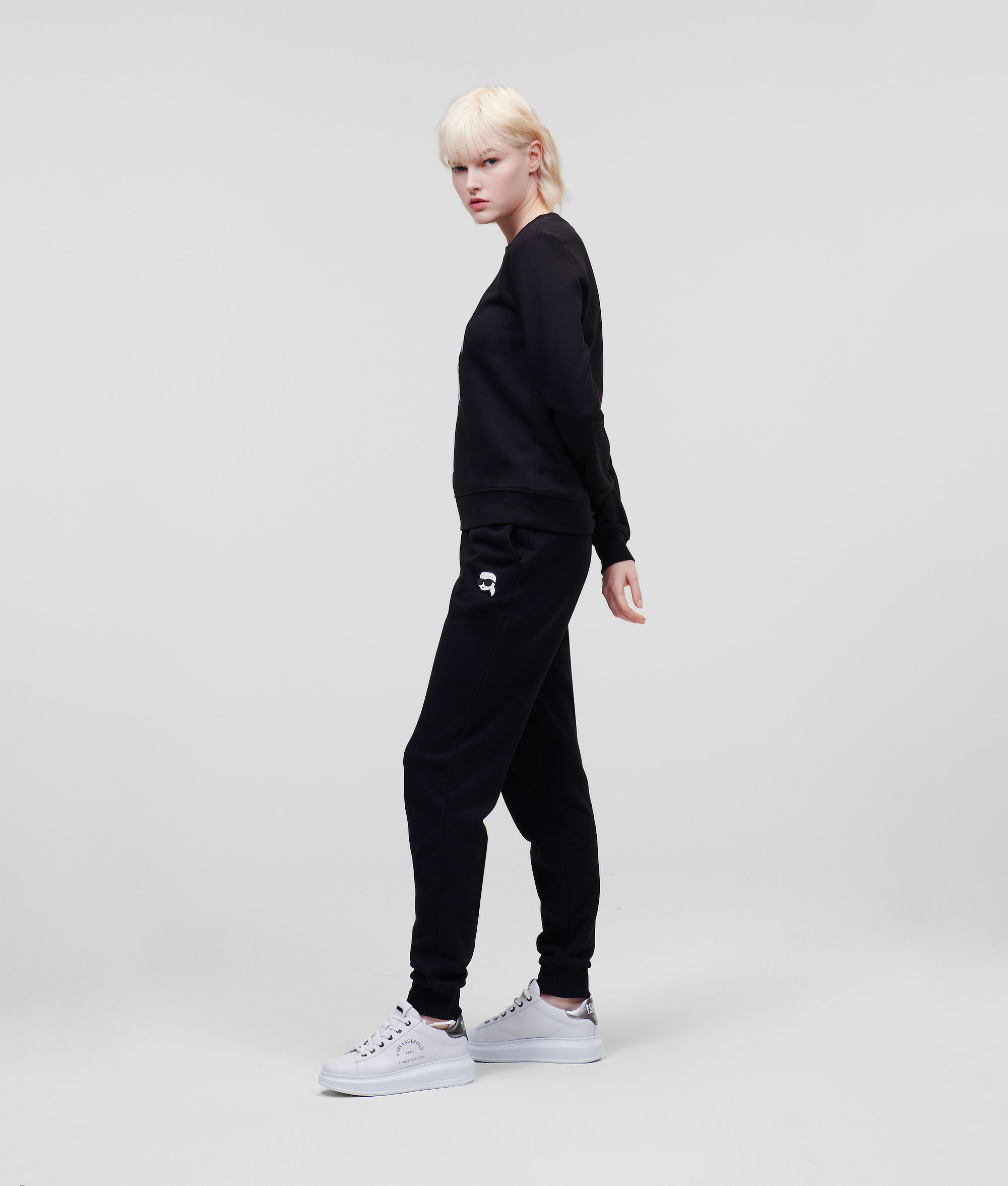 Karl Lagerfeld Ikonik 2.0 Crew Neck Sweatshirt In Black