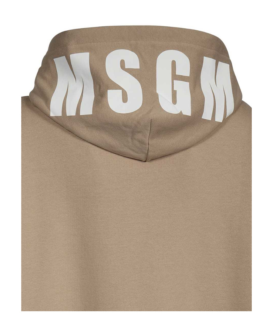 Msgm Logo Hooded Dress In Nude