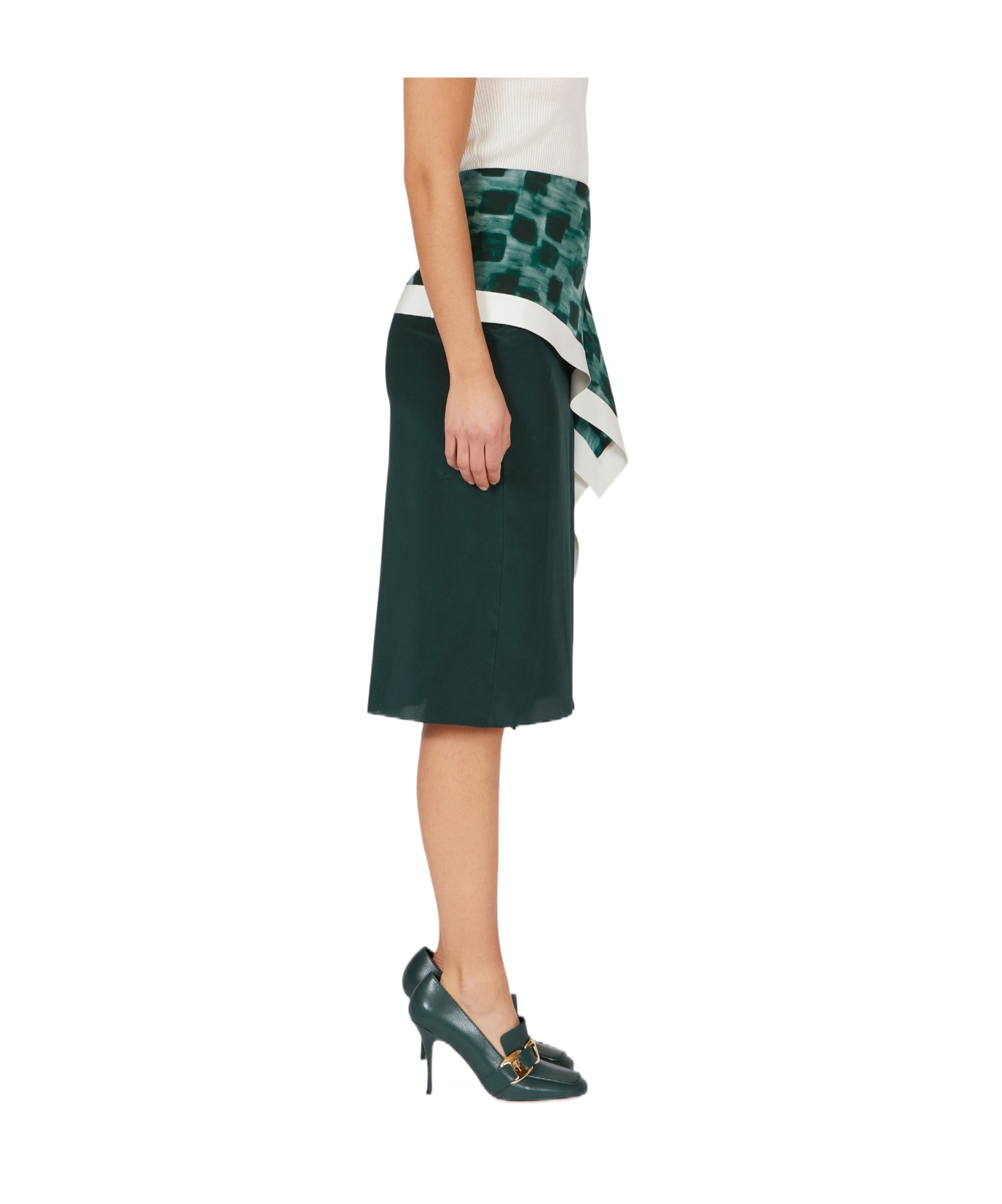 Ferragamo Asymmetric Skirt With Peplum Detail In Green