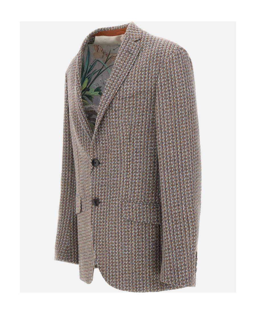 Etro Mixed Wool Jacket In Brown