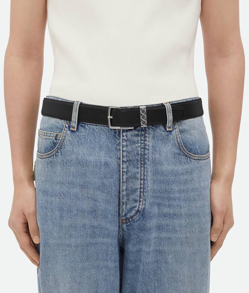 Shop Bottega Veneta Intreccio Loop Belt In Black