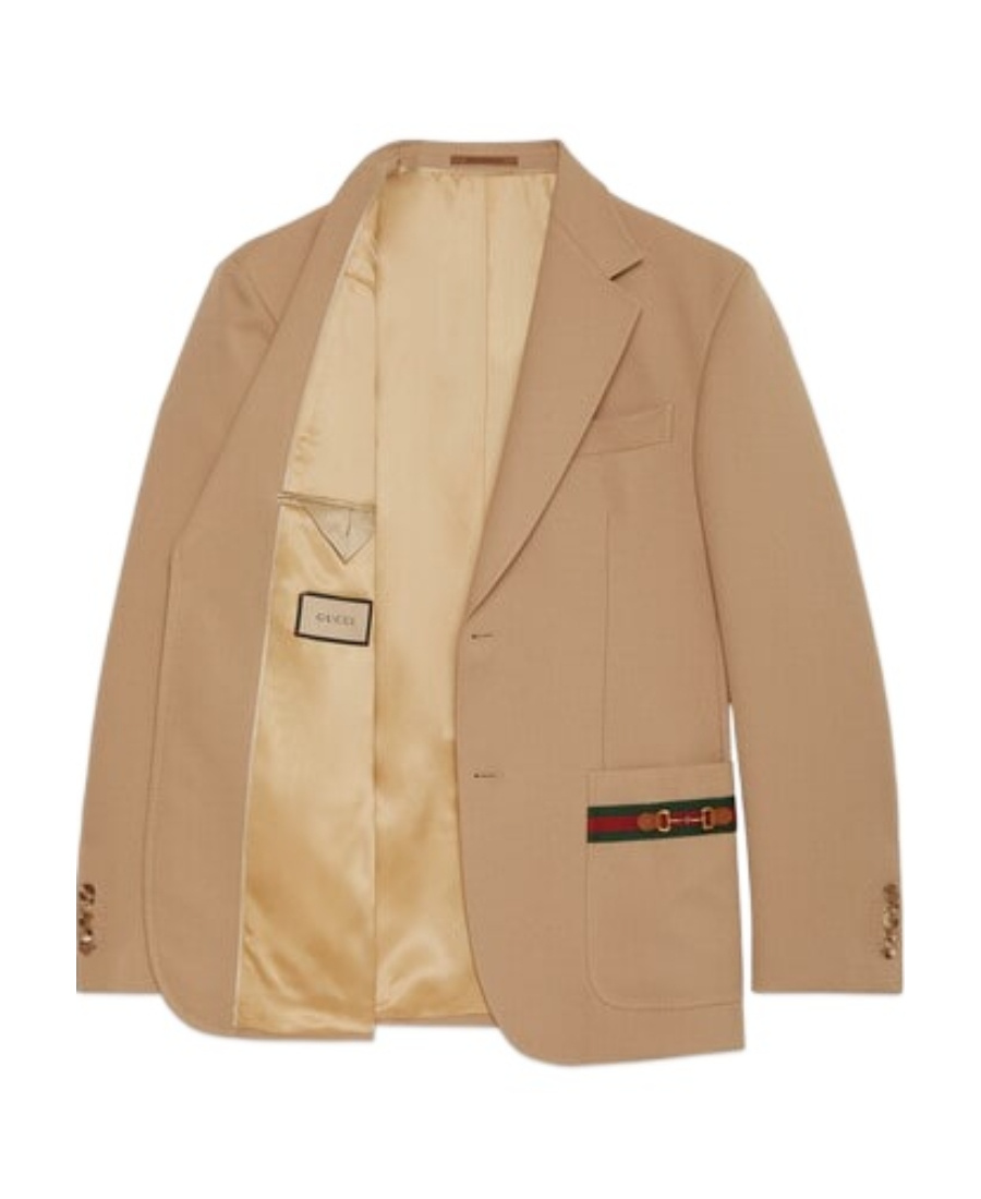 Gucci Notched-lapel Single-breasted Blazer In Nude