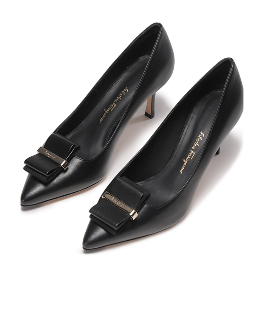 Ferragamo Double Bow Pointed Shallow High Heels