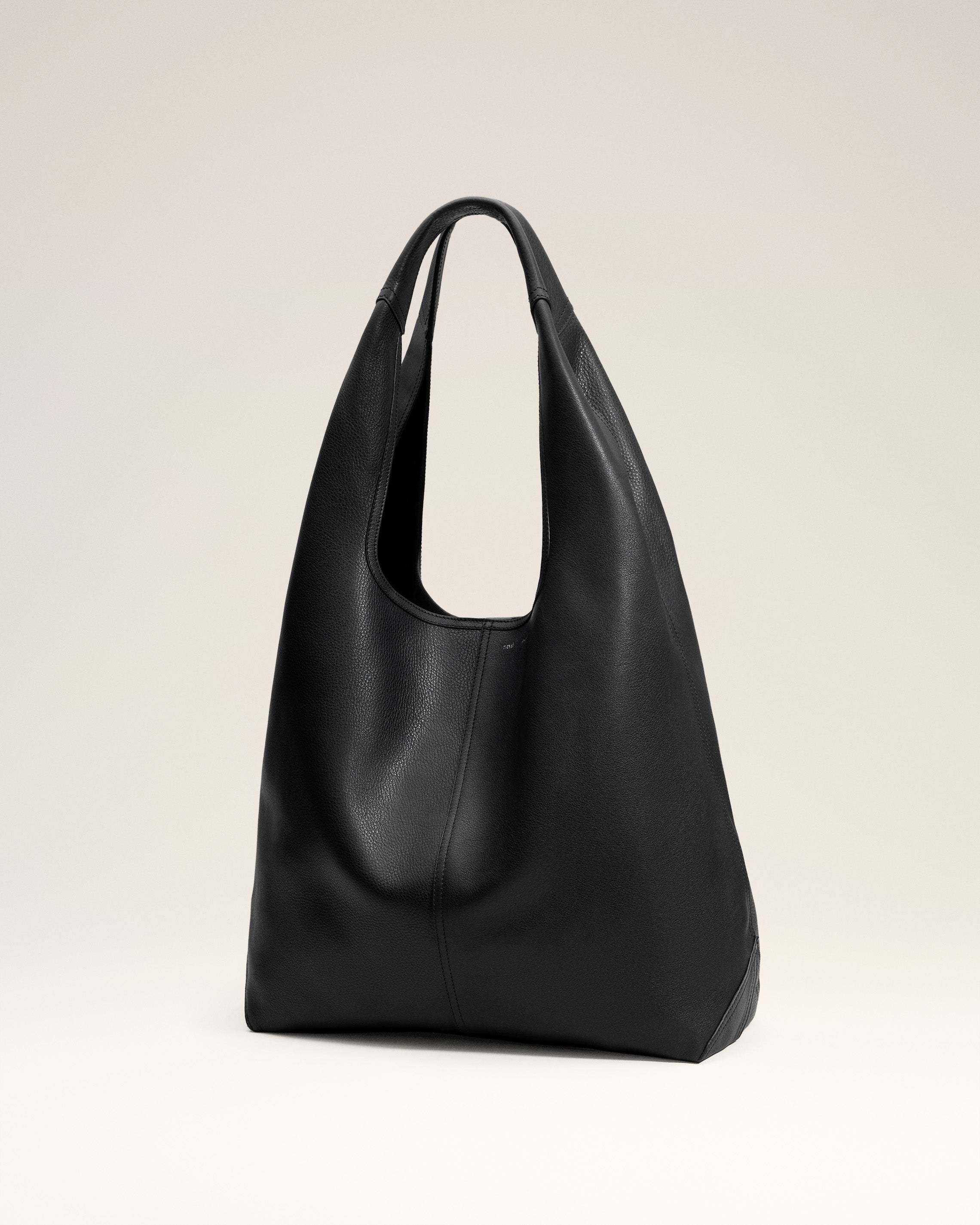 Ami Alexandre Mattiussi Etienne Hobo Bag In Supple Leather. In Black