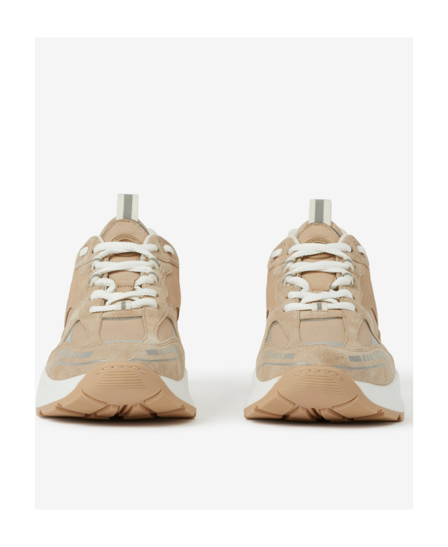 Burberry Panelled Lace-up Sneakers In Brown