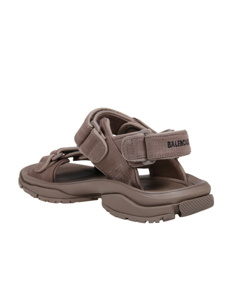 Balenciaga Logo Flat Sandals In Brown