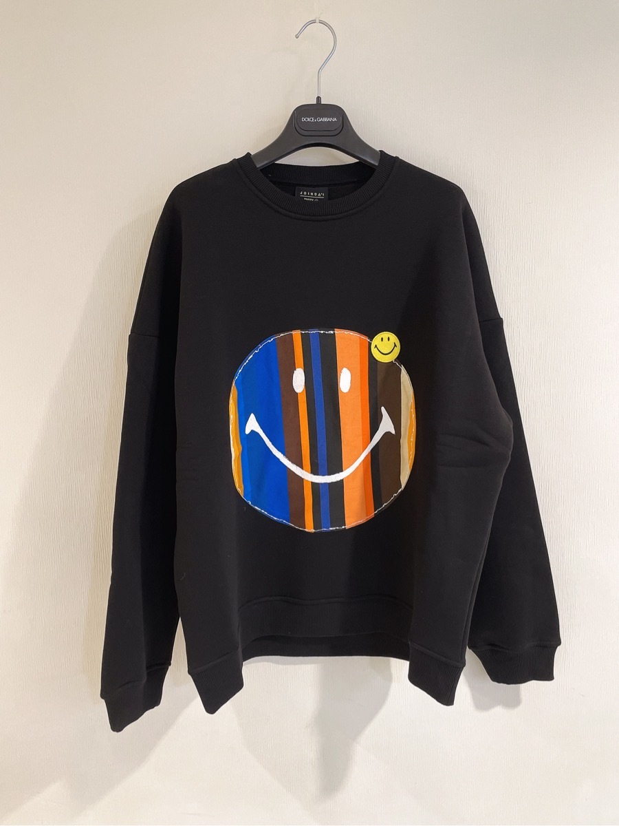 Joshua Sanders Striped Smiley-motif Jersey Sweatshirt In Black