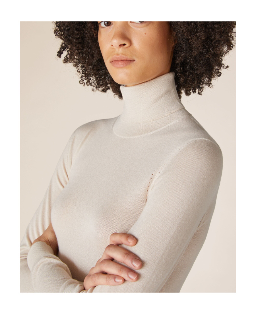 Loro Piana Neo Piuma Turtleneck Sweater In White