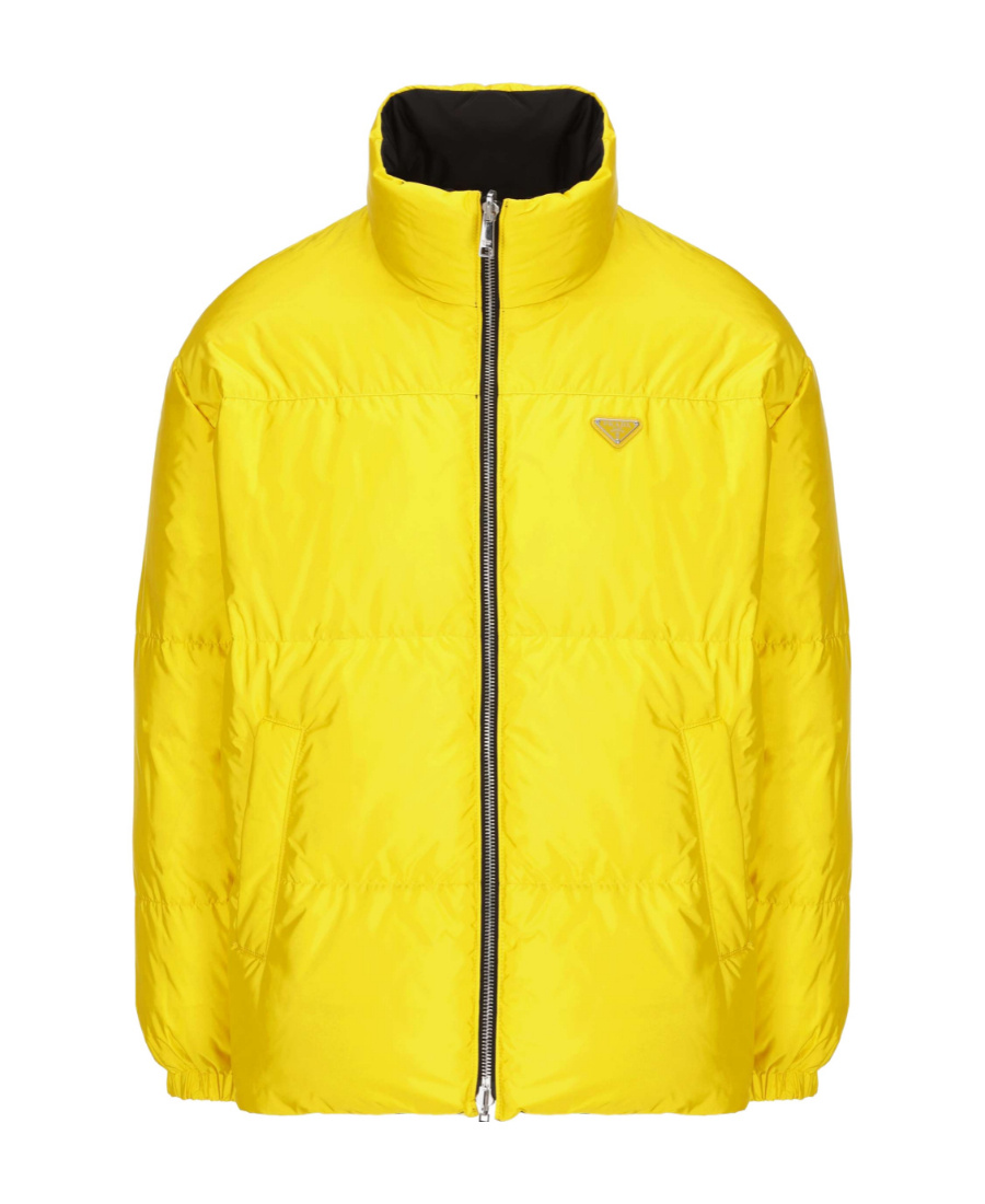 Prada Chest Logo-patch Padded Jacket In Yellow