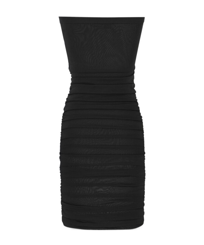 Saint Laurent Schulterfreies Minikleid In Black