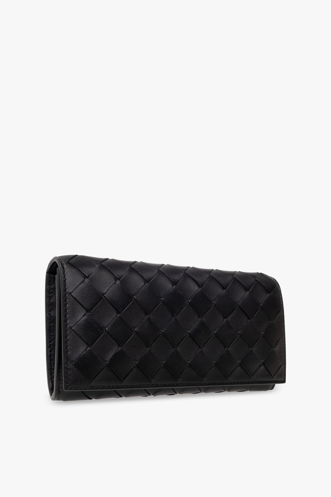 Bottega Veneta Large Woven Wallet With Flap Accessories In Black