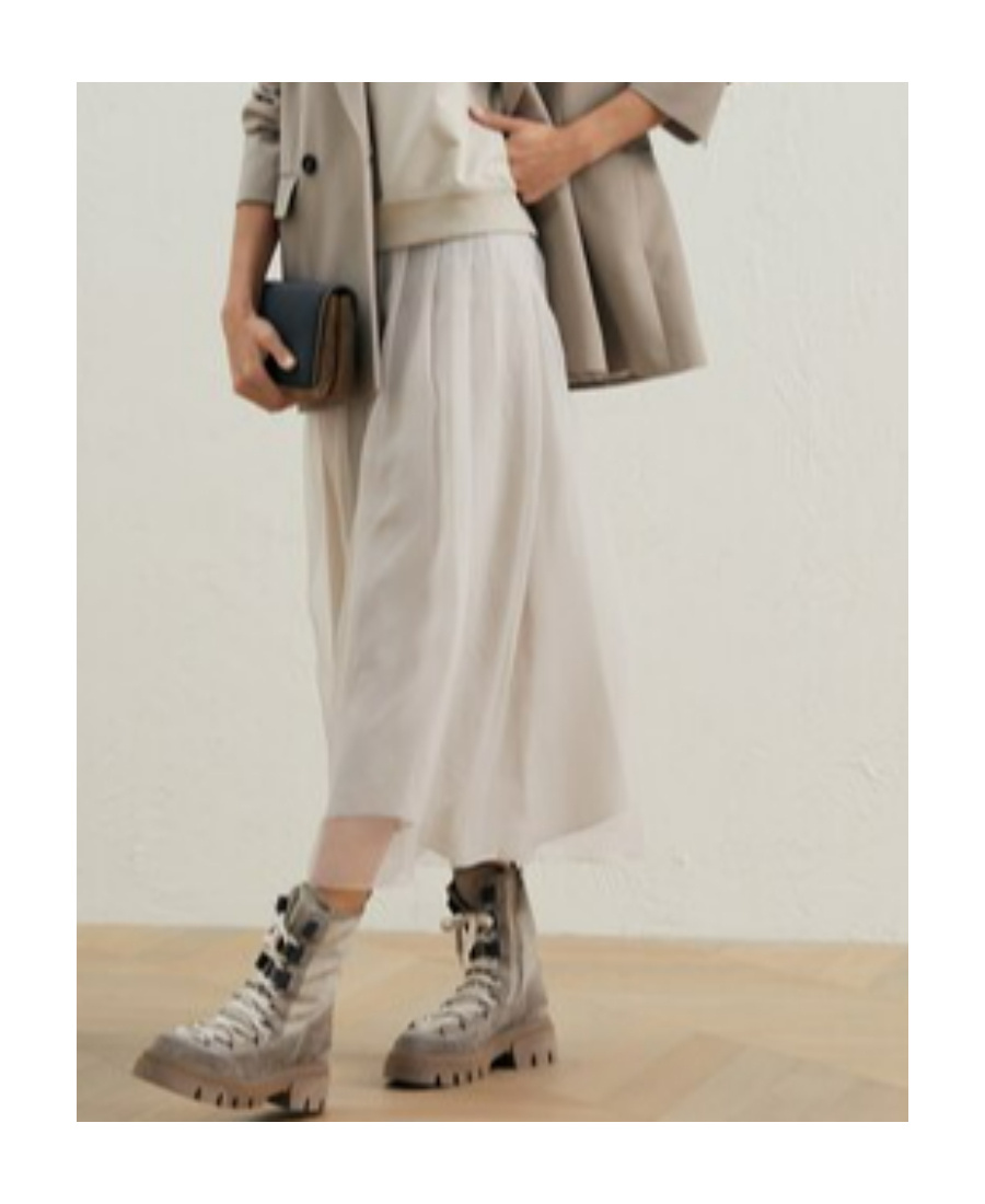 Brunello Cucinelli Sheer-layered Maxi Skirt In Nude