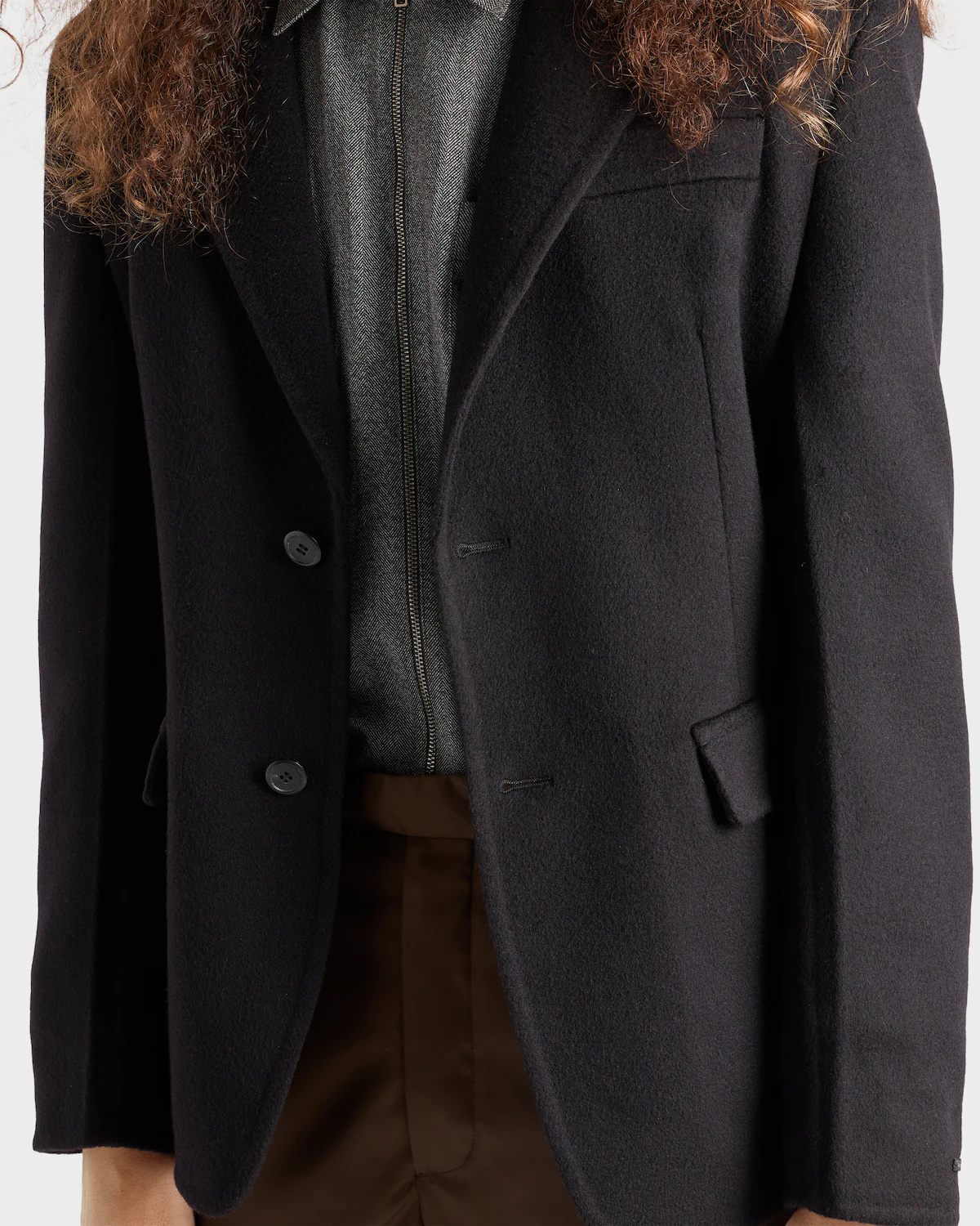 Prada Single-breasted Cashmere Jacket In Black