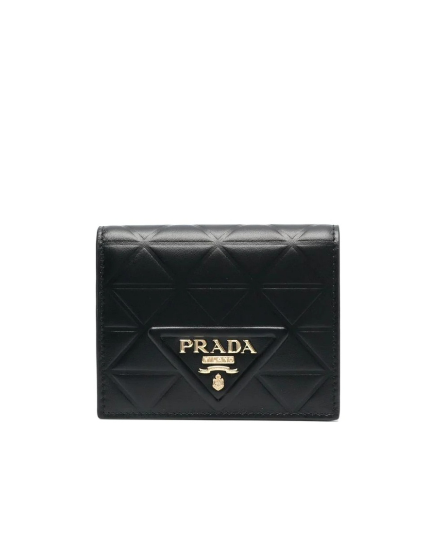 Prada Triangle-logo Folded Wallet In Black