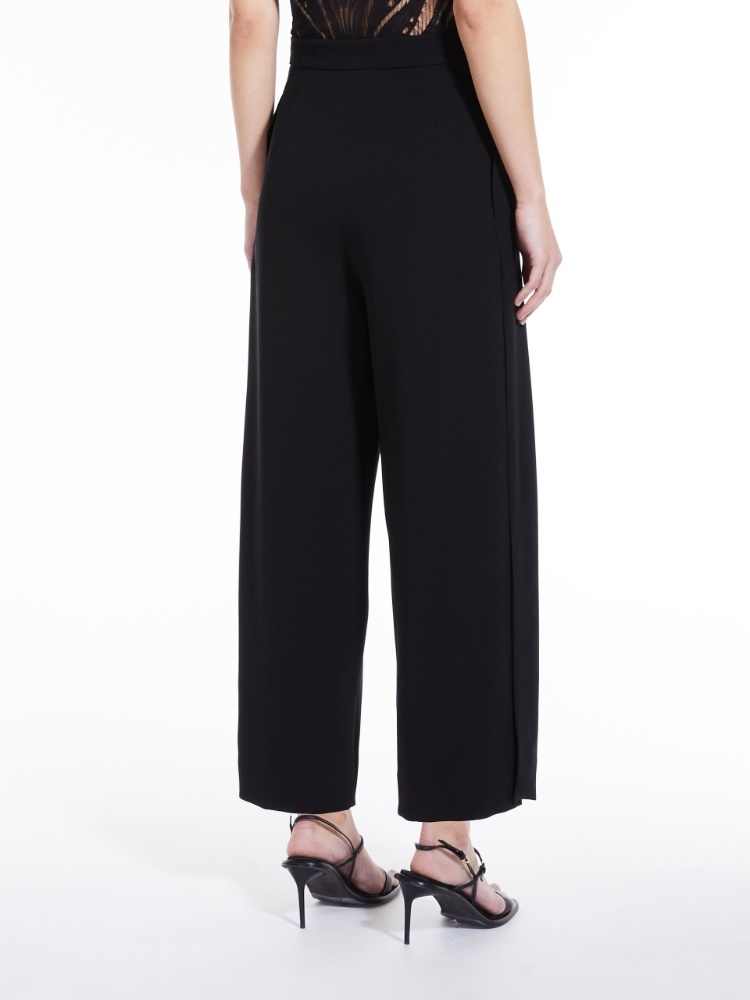 Max Mara Long Wide-leg Trousers With Tailored Fit And Side Pockets In Black
