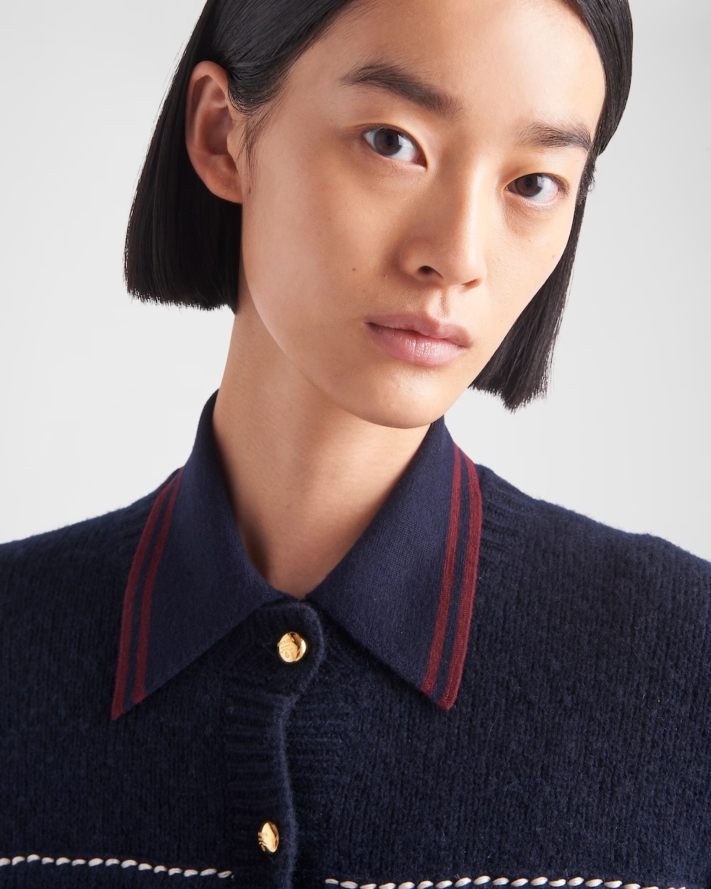 Prada Impunture Cropped Cashmere Cardigan In Blue