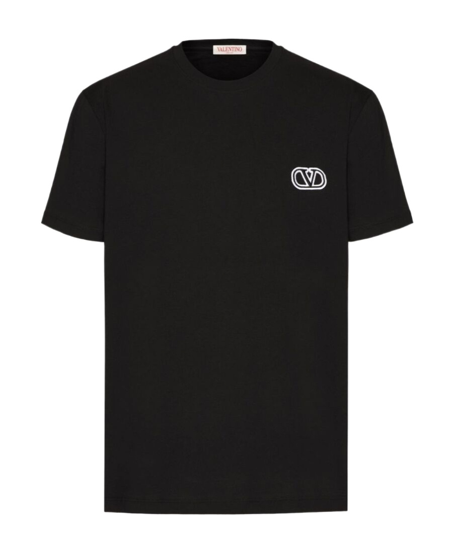 Valentino Regular Fit Cotton T-shirt With Logo In Black