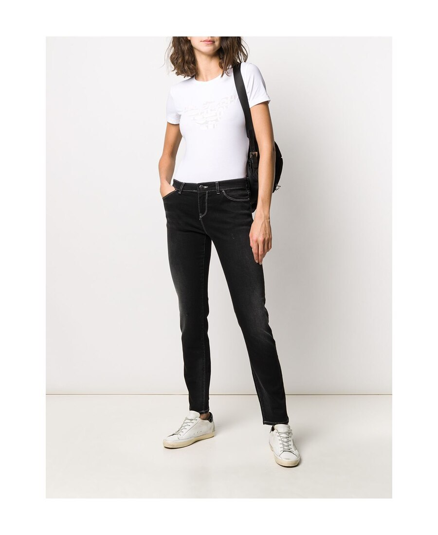 Emporio Armani Elastic Low-rise Jeans In Black