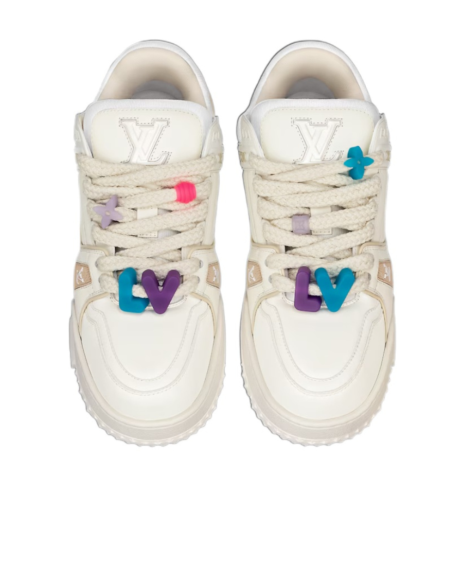 Pre-owned Louis Vuitton Trainer Maxi Logo Low-cut Casual Sneakers In White