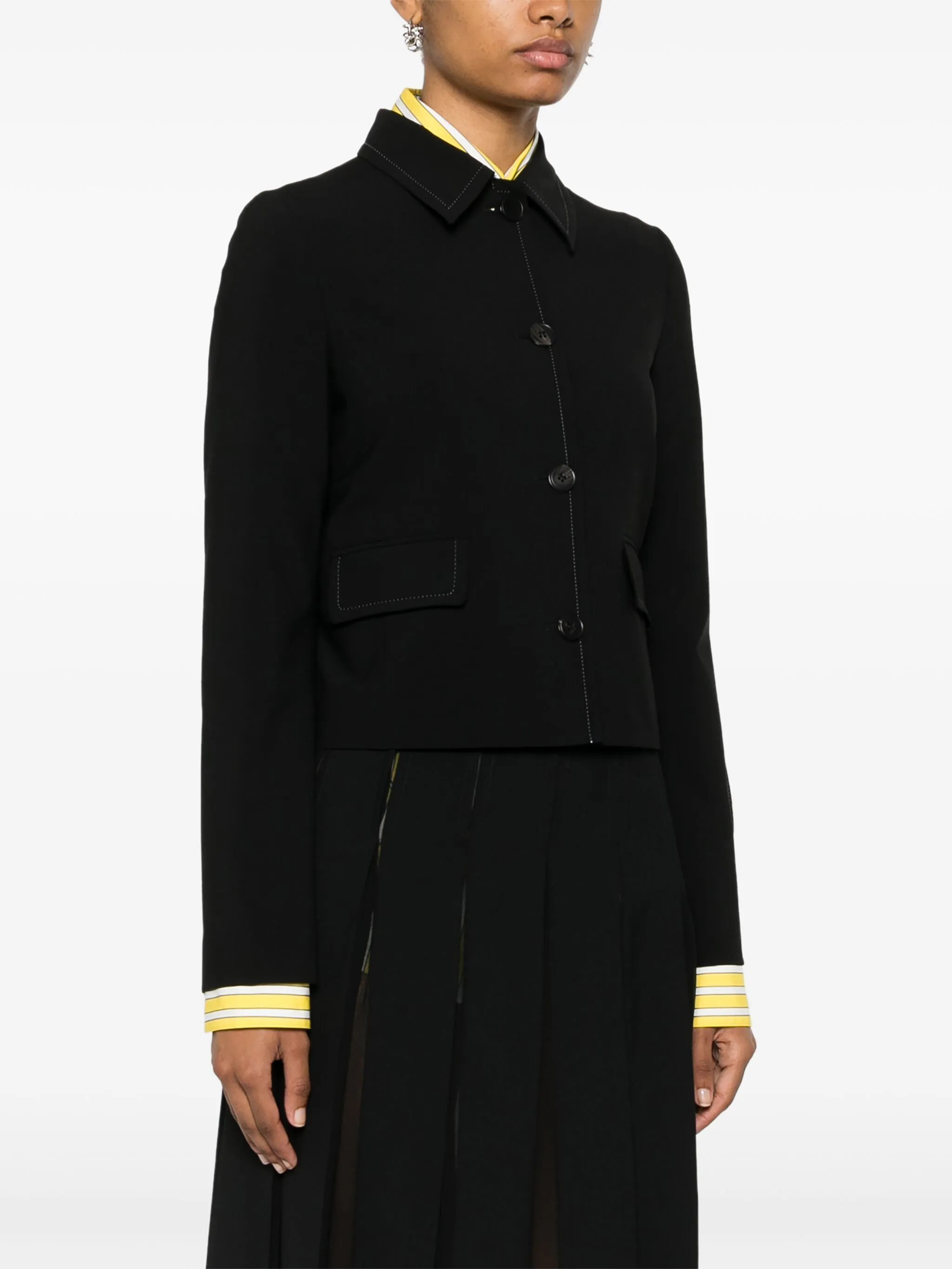 Marni Contrast-stitching Jacket In Black