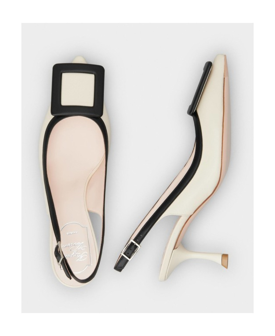 Roger Vivier Viv In The City 65 Bicolor Slingbacks In Nude