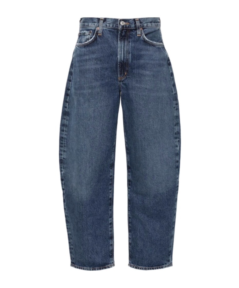 Agolde Luna Pieced Cotton Denim Jeans In Blue