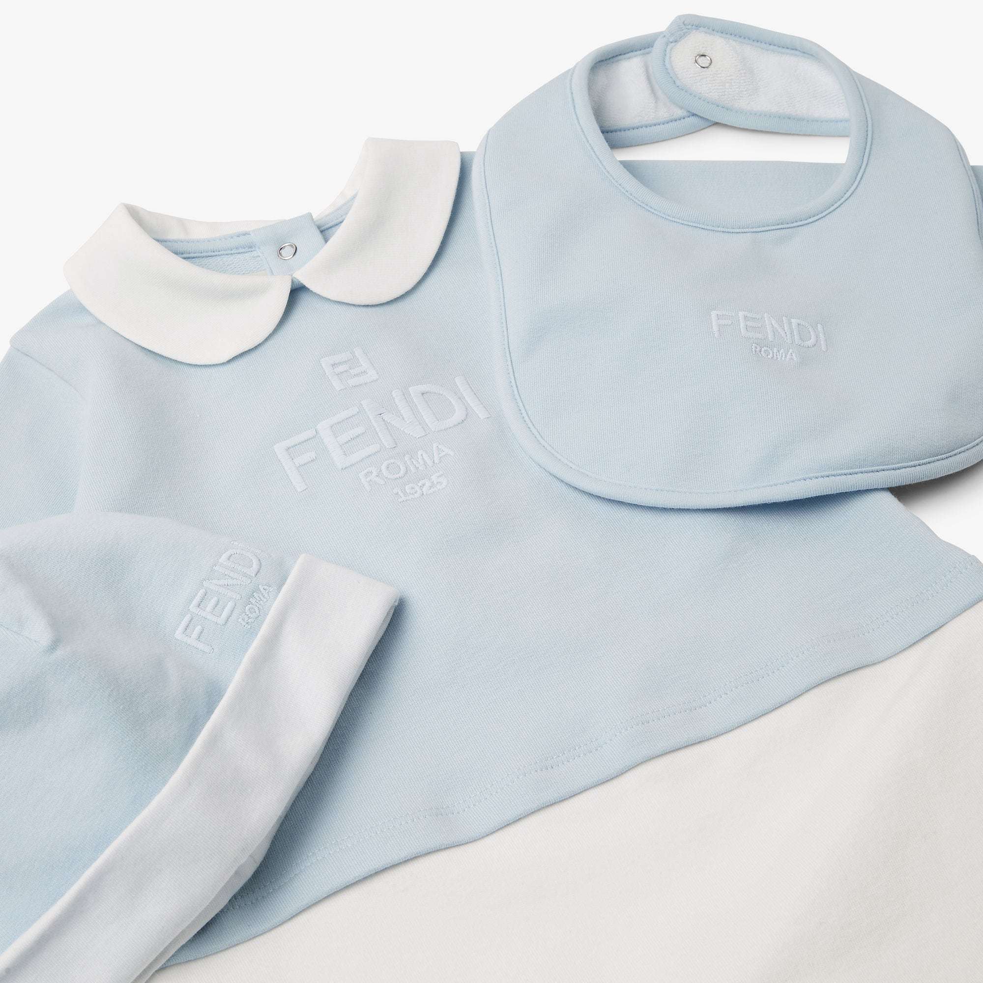 Fendi Light Blue Cotton Baby Set In Multi