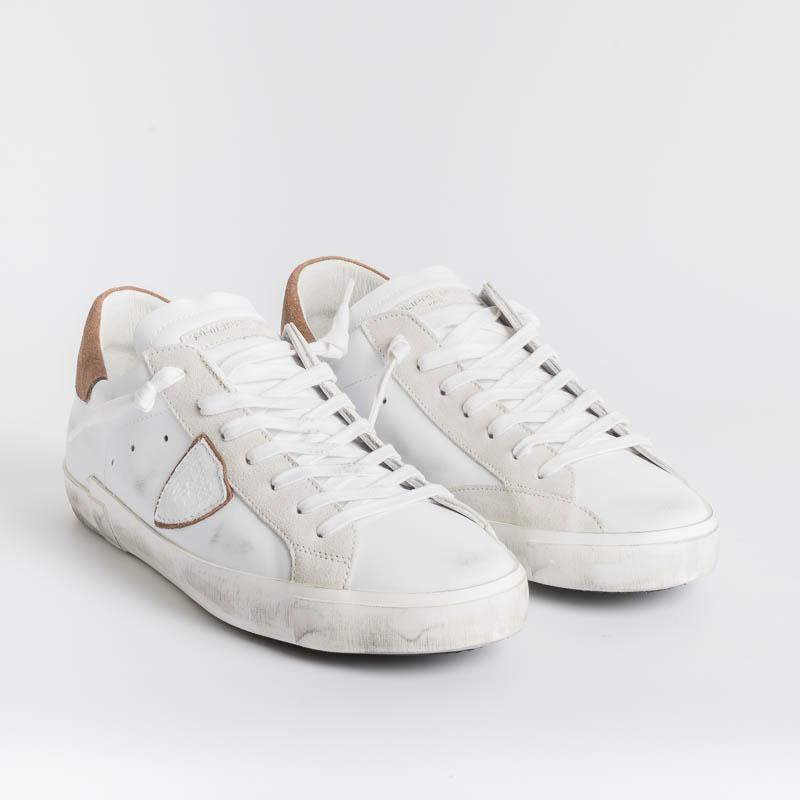 Philippe Model Parisx Sneakers In Leather With Contrasting Heel Tab In White