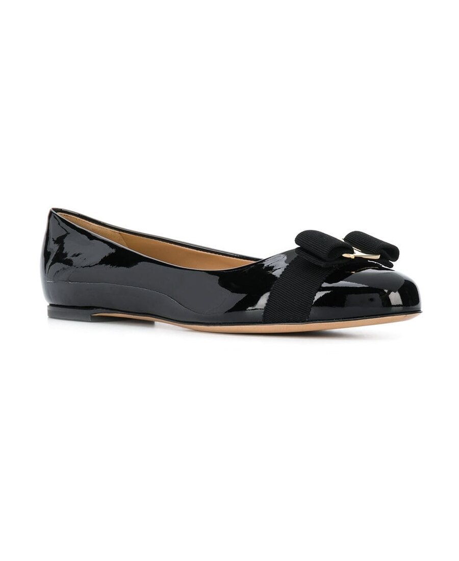 Shop Ferragamo Varina Ballerina Shoes In Black
