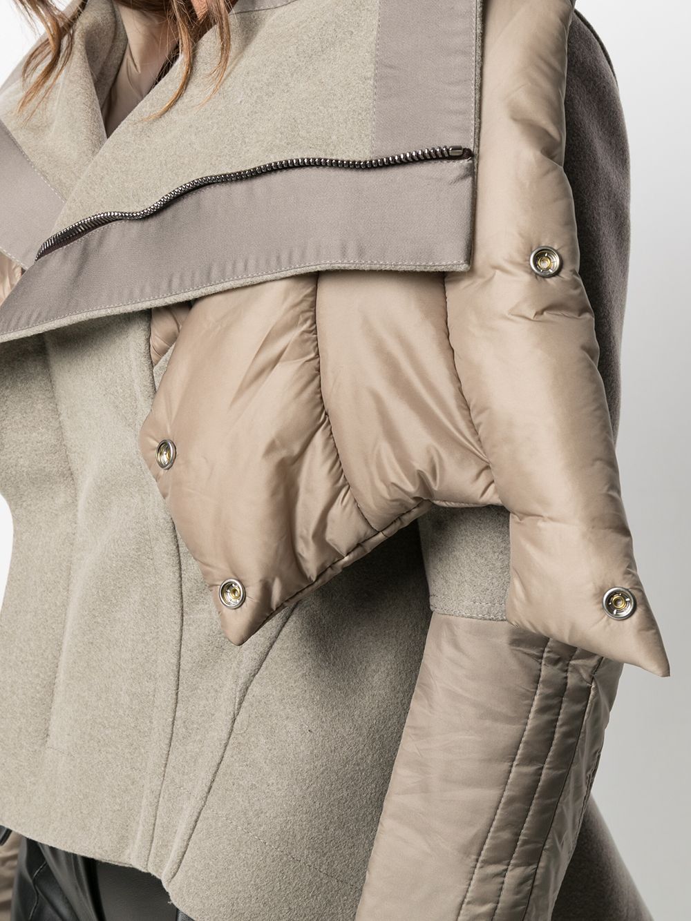 Rick Owens Spliced Large Profile Collar Jacket In Gray