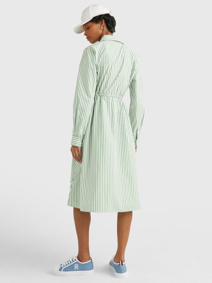 Tommy Hilfiger Striped Mid-length Shirt Dress In Green