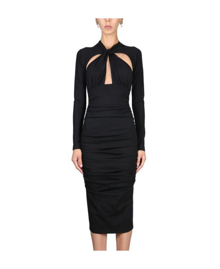 Dolce & Gabbana Black Viscose Blend Midi Dress In Black