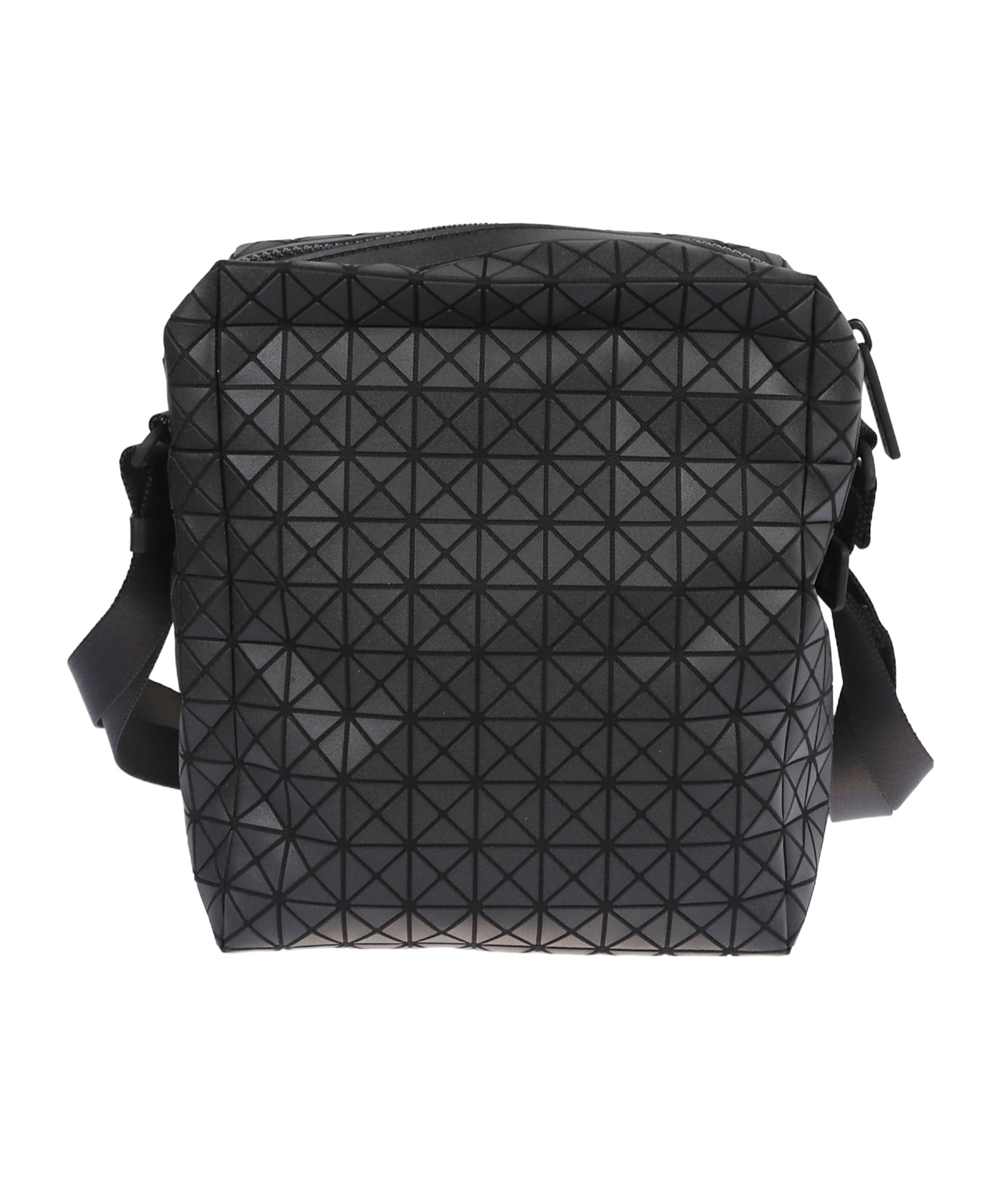 Bao Bao Issey Miyake Geometric Pattern Leather Shoulder Bag With Adjustable Strap In Black