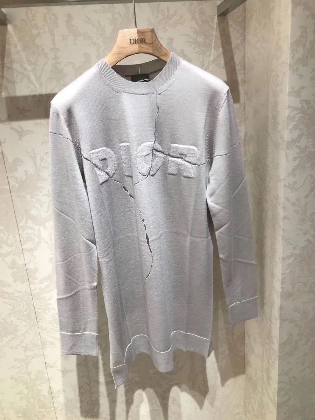 Dior Knitted Round-neck Pullover In Gray