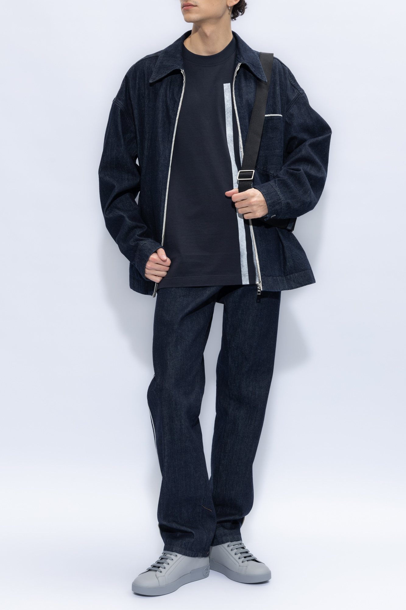Dolce & Gabbana Logo-print Cotton Jacket In Black
