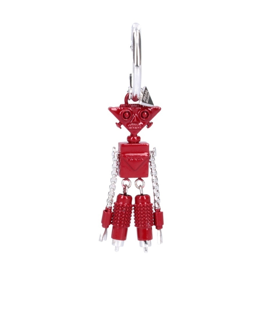Prada Charm-detailed Hoop Earring In Red
