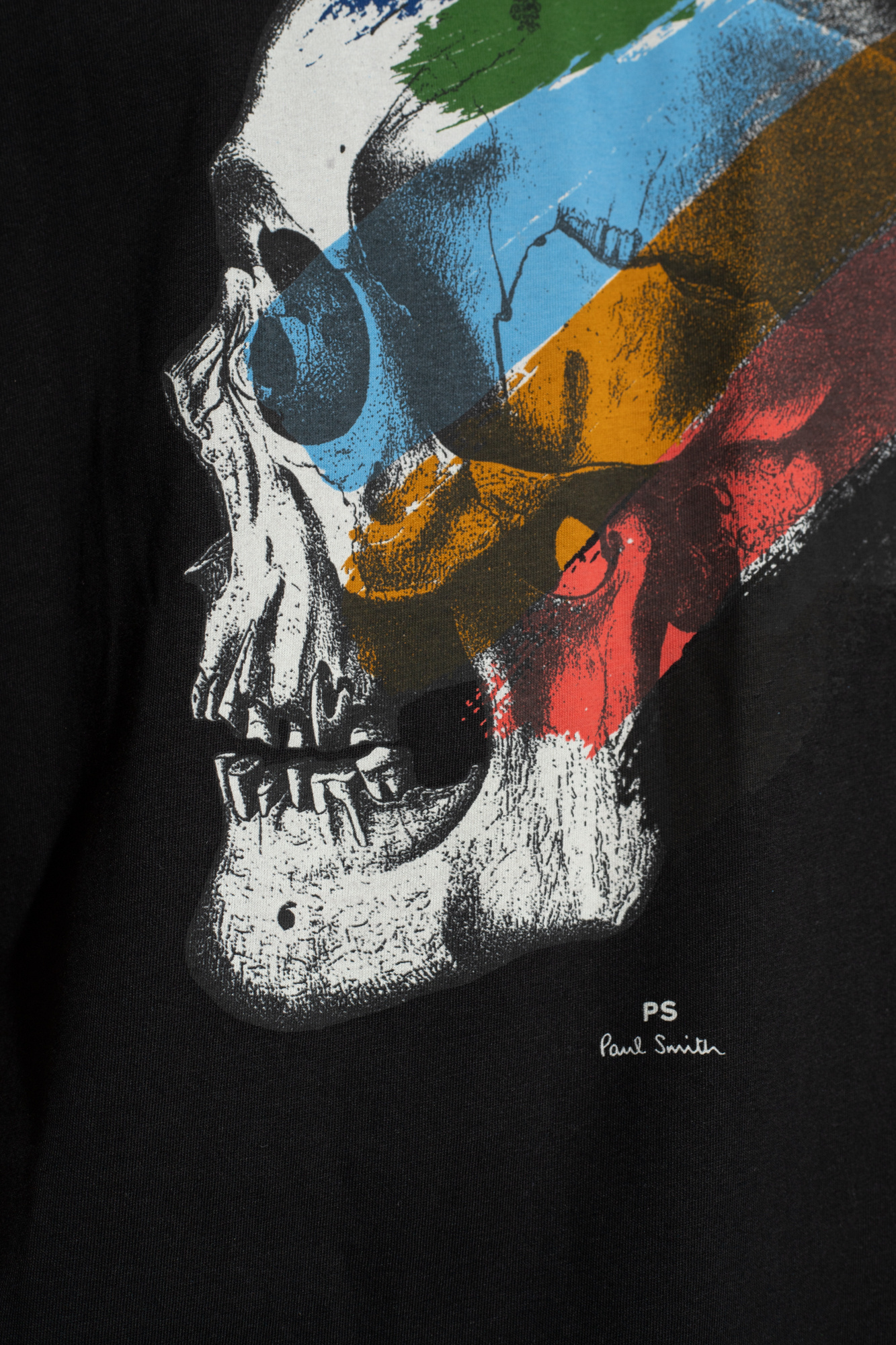 Shop Ps By Paul Smith Stripe Skull-print Organic Cotton T-shirt In Black