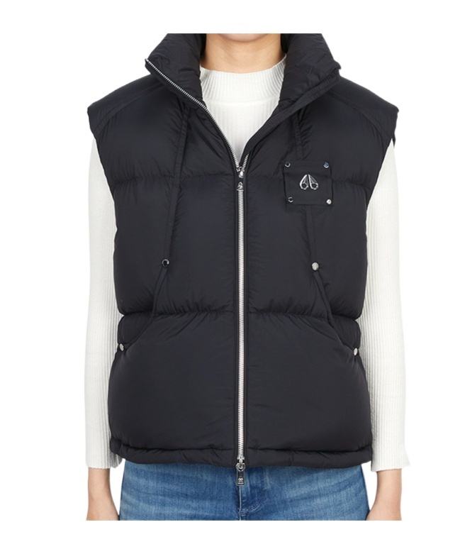Moose Knuckles Wrap-collar Puffer Vest In Black