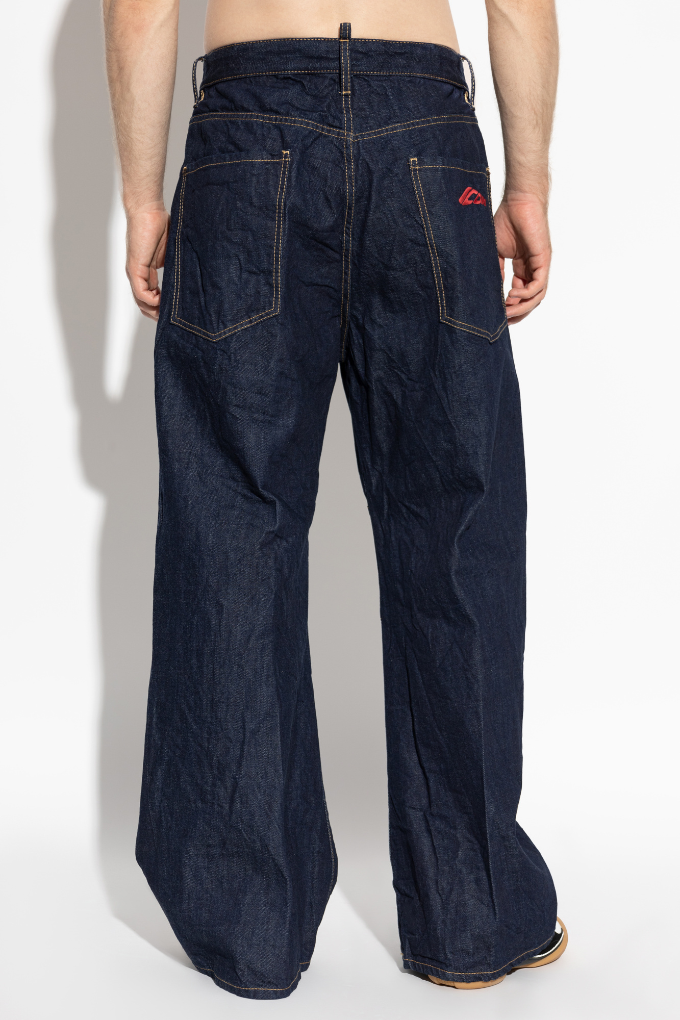Dsquared2 Five Pocket Stretch Denim Trousers With Localized Wear Washing