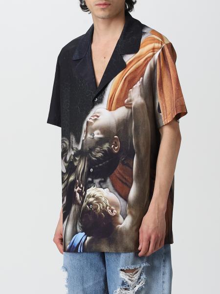 Balmain Graphic-print Short-sleeve Shirt In Black