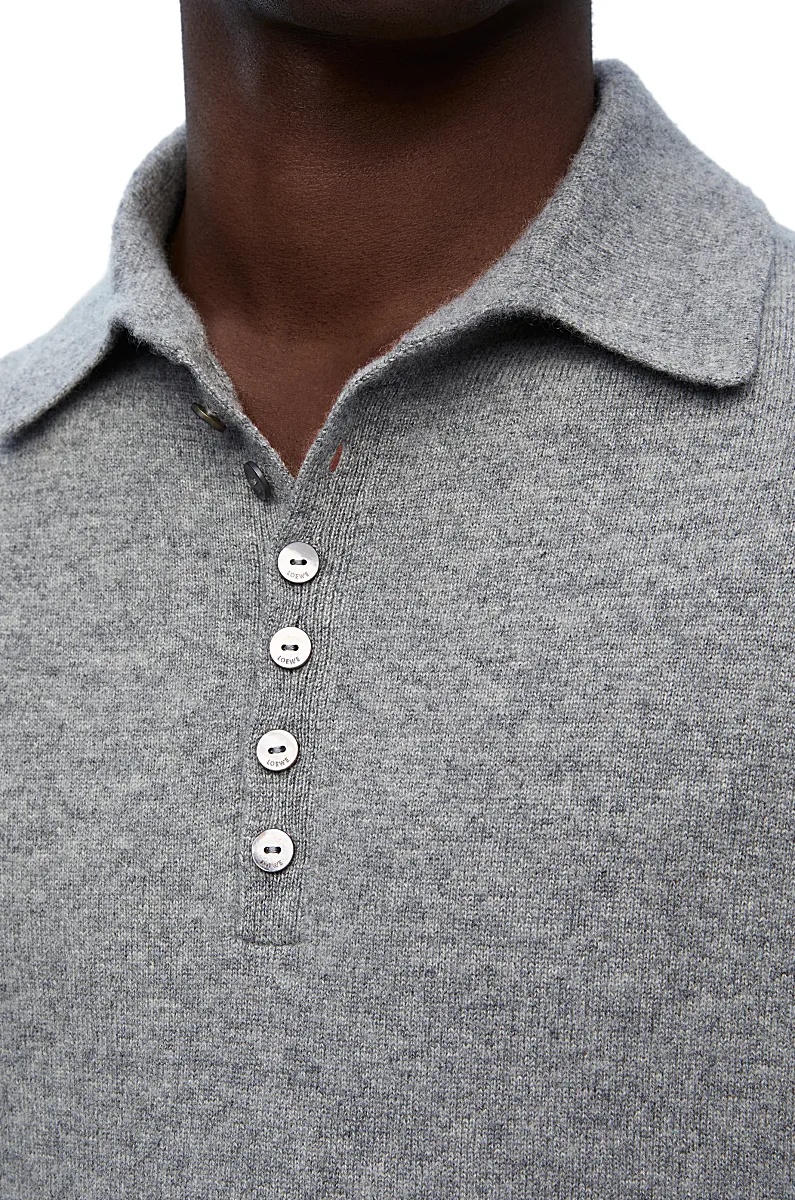 Loewe Cashmere Lapel Sweater In Gray