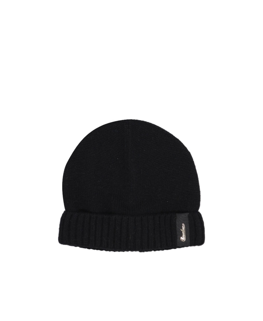 Borsalino City Logo-patch Cashmere Beanie In Black
