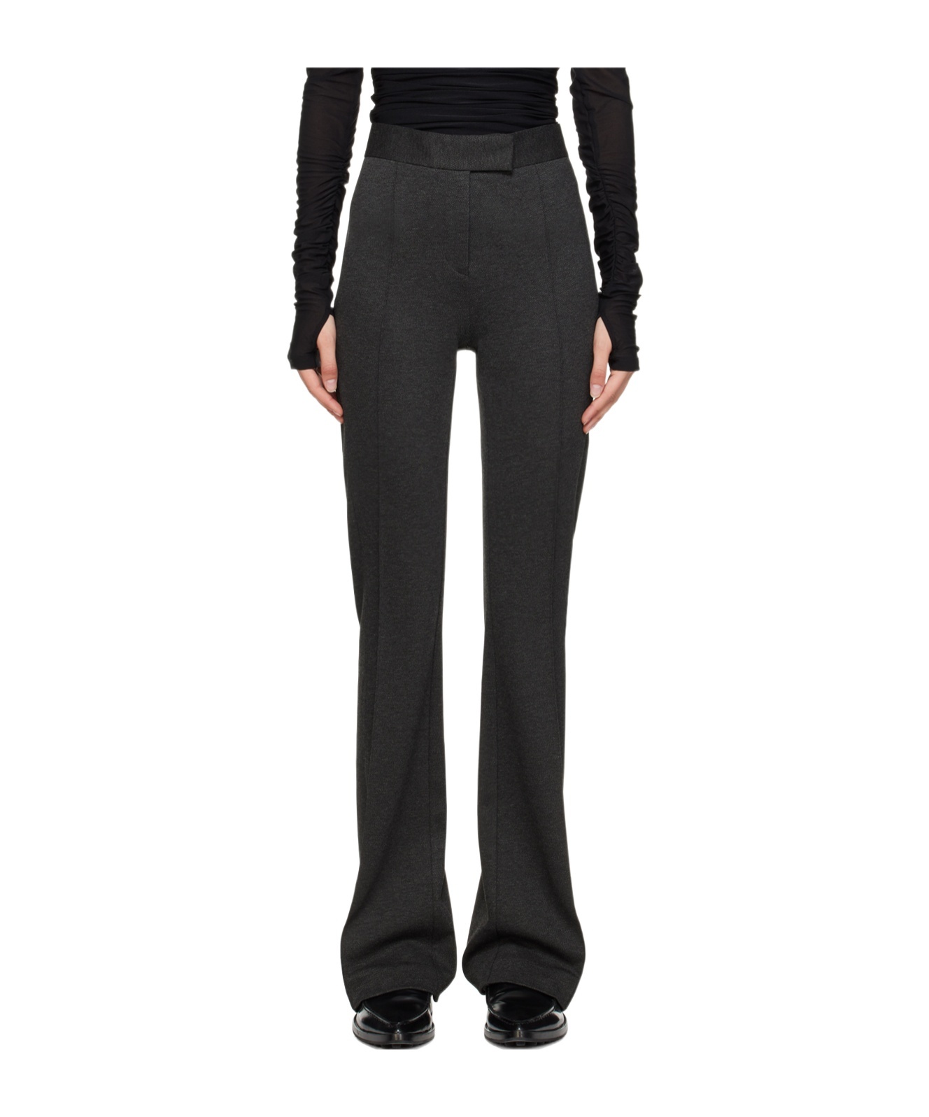 Helmut Lang Mélange-effect Mid-rise Flared Trousers In Black