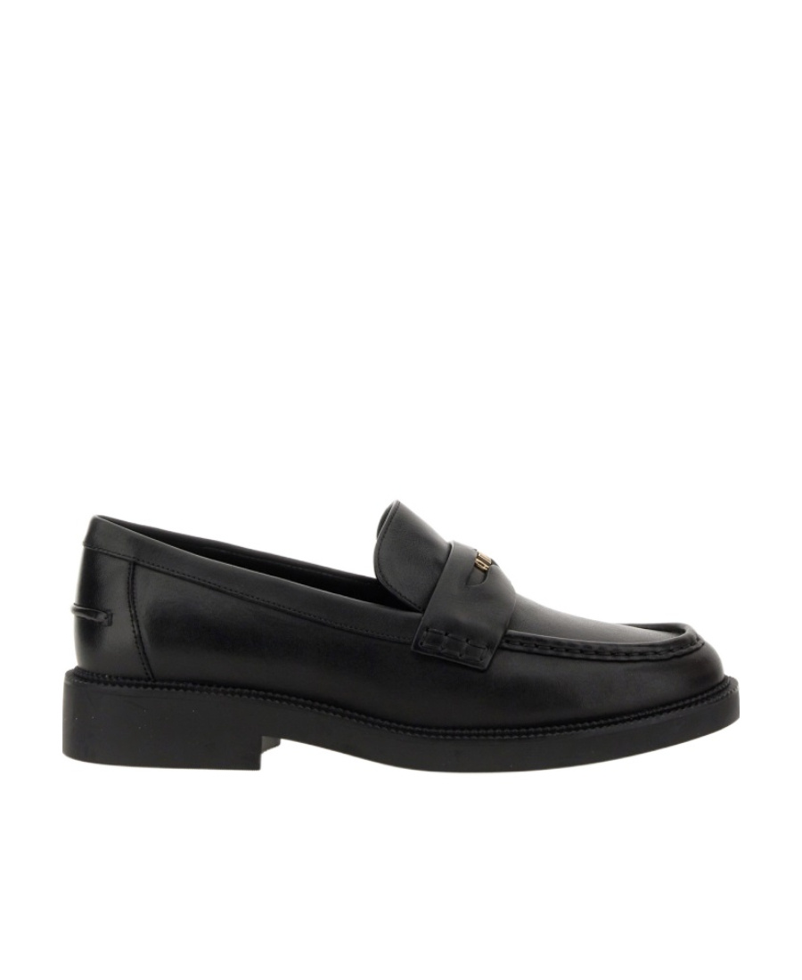Shop Michael Michael Kors Logo-penny Leather Loafers In Black