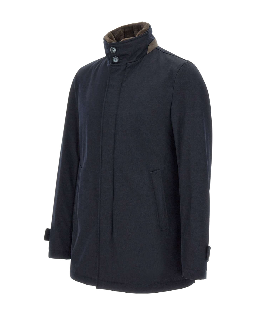 Herno Stand-up Collar Wool Jacket In Black