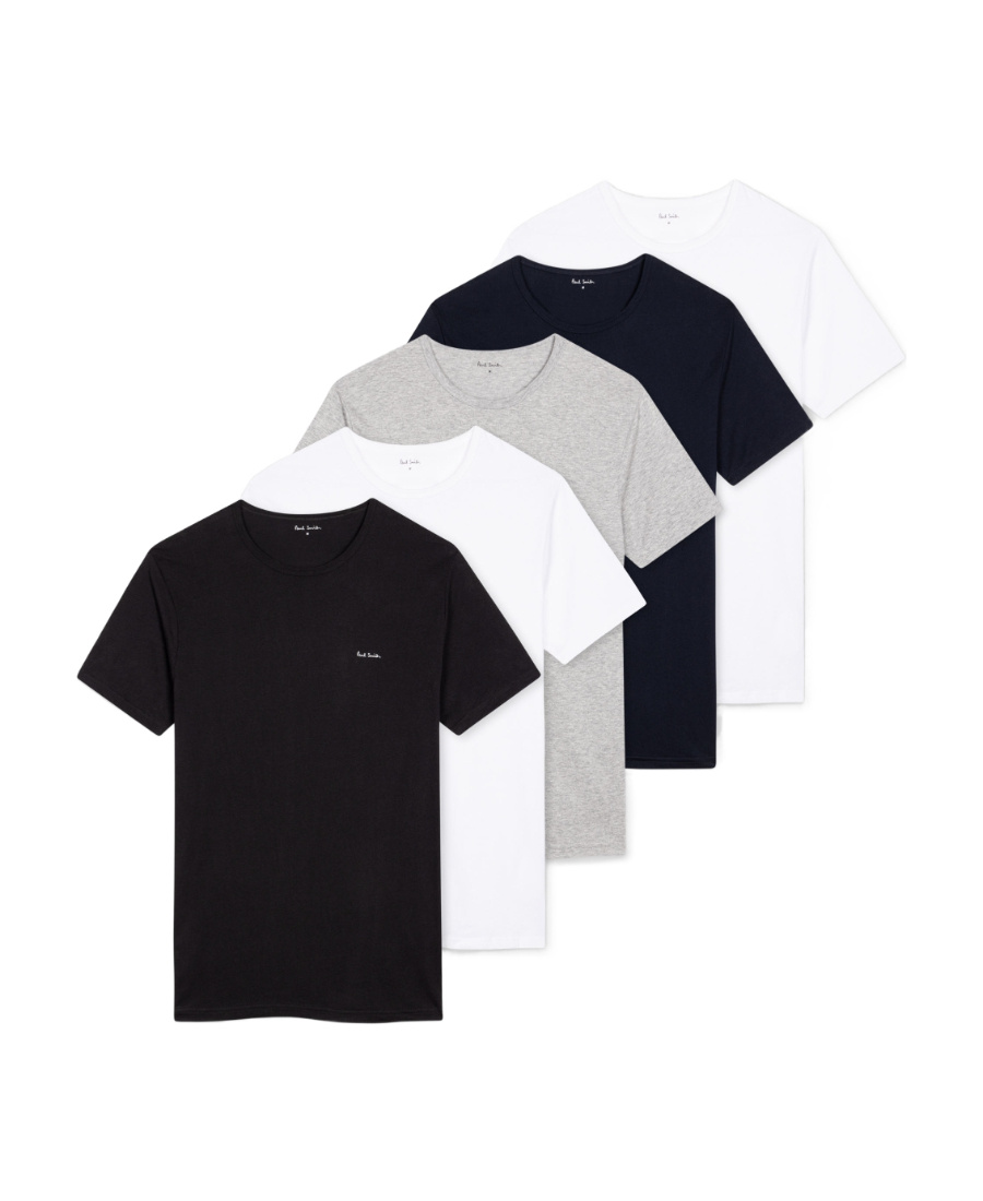 Paul Smith 5 Pack Mens Script Logo T-shirts In Black