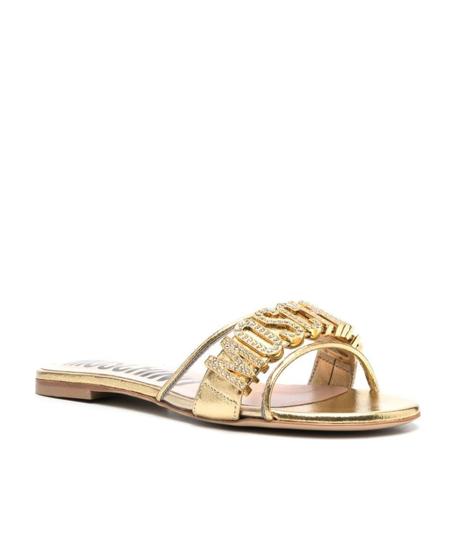 Moschino Open-toe Calf-leather Slides In Nude