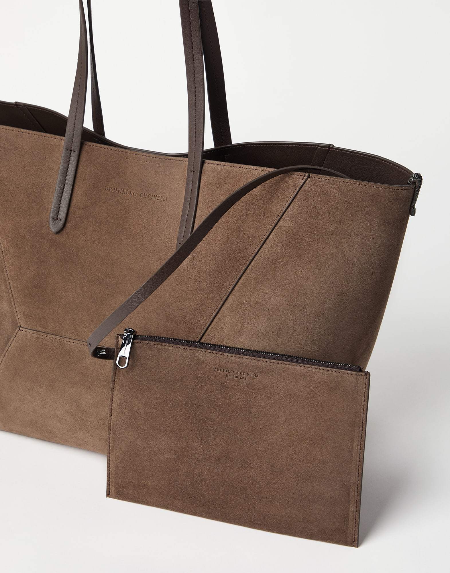 Brunello Cucinelli Softy Velour Suede Tote Bag In Brown
