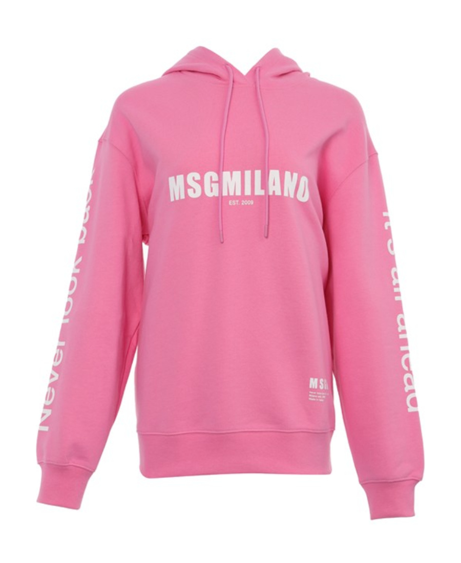Msgm Logo Hooded Sweater In Pink