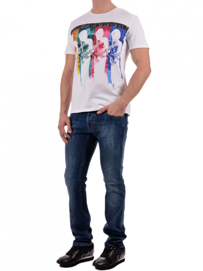 Just Cavalli Graffiti Printed T-shirt In White